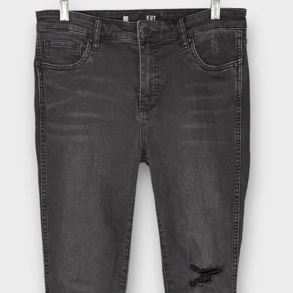 Kut From The Kloth Connie gray black High Rise Fab Ab Ankle Skinny Jeans 8 edgy - Picture 2 of 9
